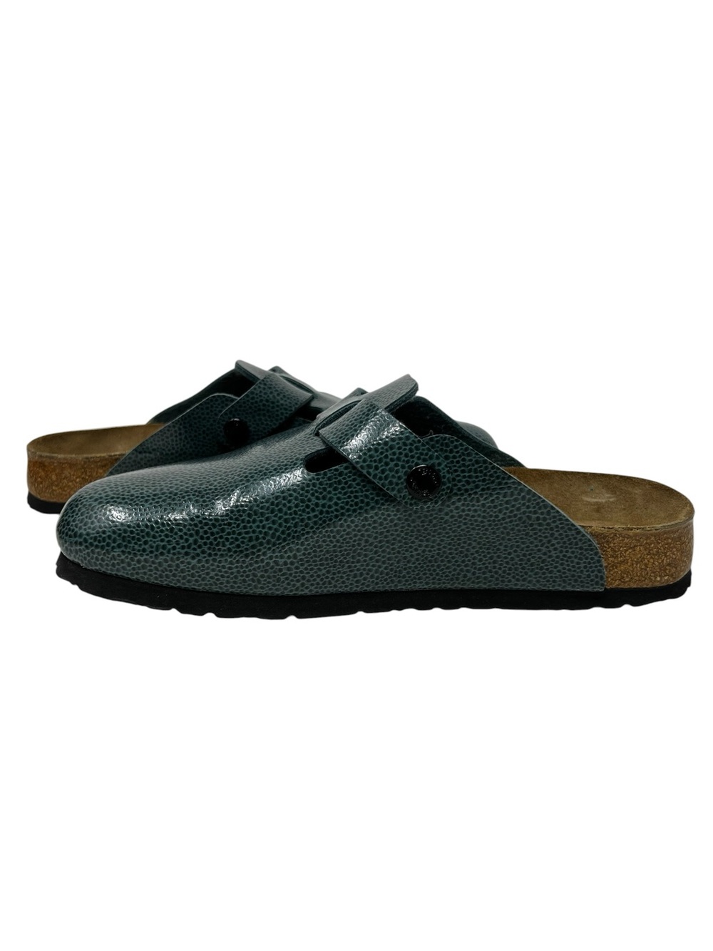 Birkenstock Teal Textured Slip-On Clog with Black Buckle Birkis - Picture 3 of 9